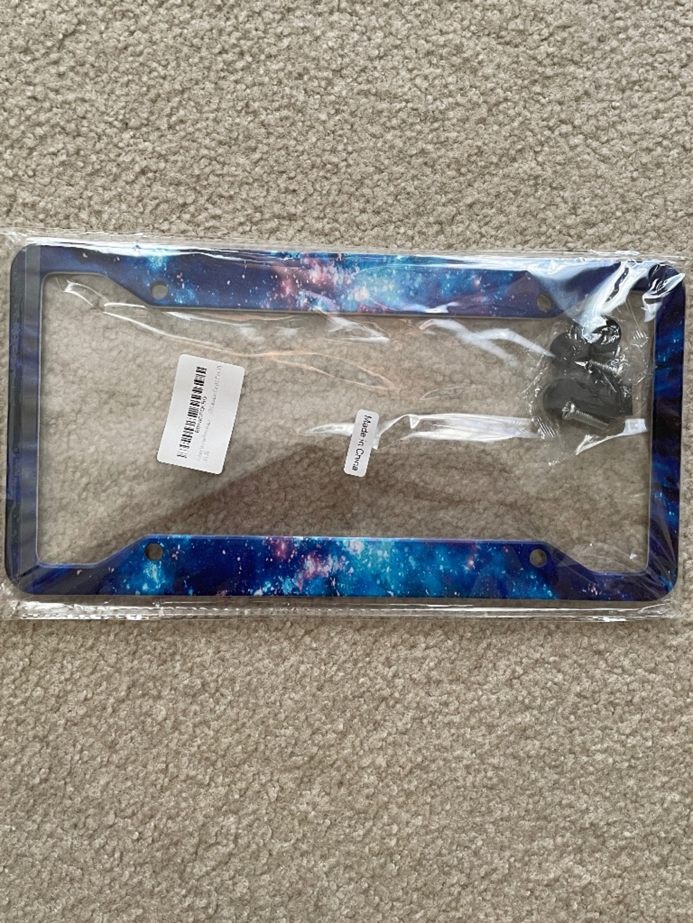 Galaxy License Plate Frame Tag Holder Aluminum Metal Blue Starry Night Sky